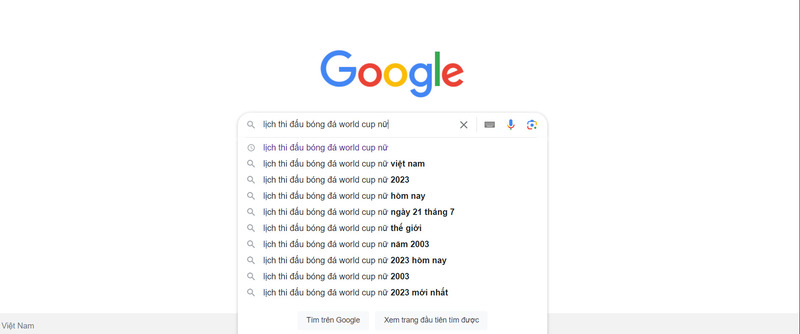 Tra cứu lịch thi đấu b&oacute;ng đ&aacute; World Cup nữ tr&ecirc;n Google